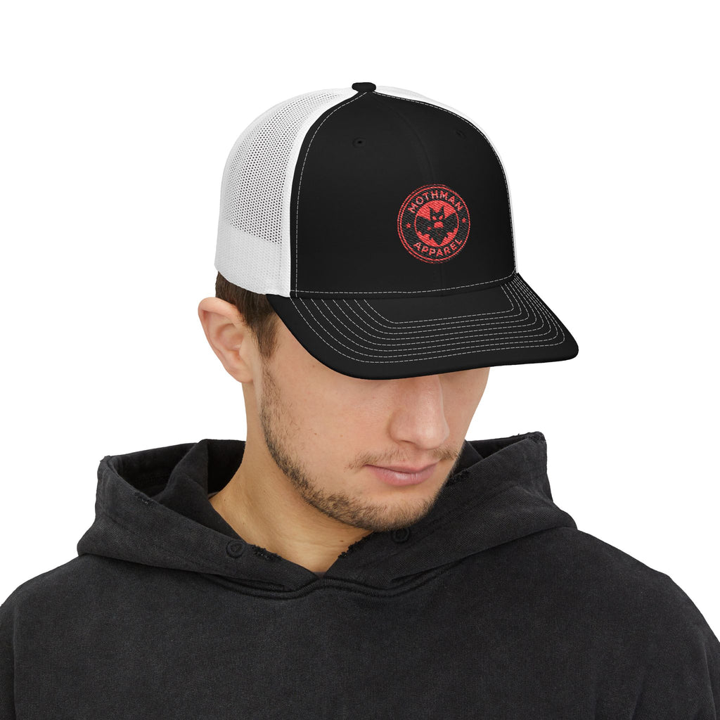 Embroidered Trucker Cap — Red Mothman Apparel Patch