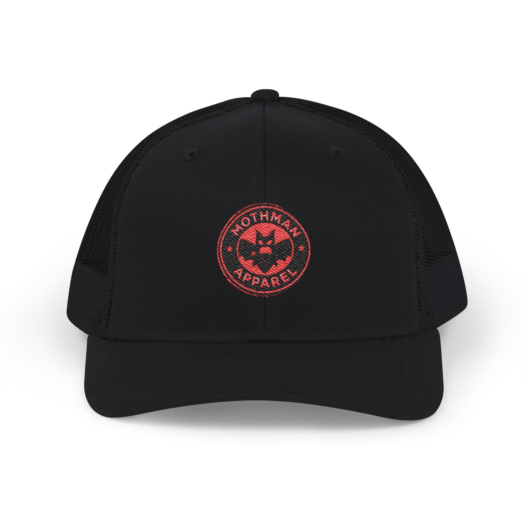 Embroidered Trucker Cap — Red Mothman Apparel Patch
