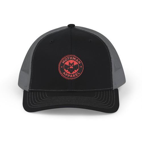 Embroidered Trucker Cap — Red Mothman Apparel Patch